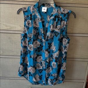 Cabi Teal and Black Blouse- style 4180 Engrave Top